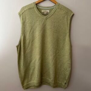 Tommy‎ Bahama Mens XXL Green V-Neck Sleeveless Sweater Vest Wool Cotton Blend